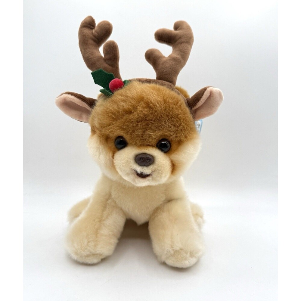 Gund Boo The World's Cutest Dog Plush 12" Reindeer Christmas Pomeranian Antlers
